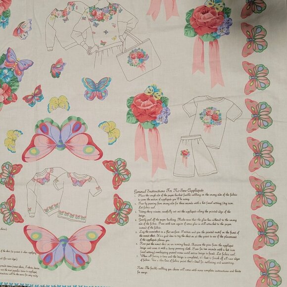 Butterflies N Blooms Appliqués Fabric Panel By Cranston Print Works - Picture 6 of 6